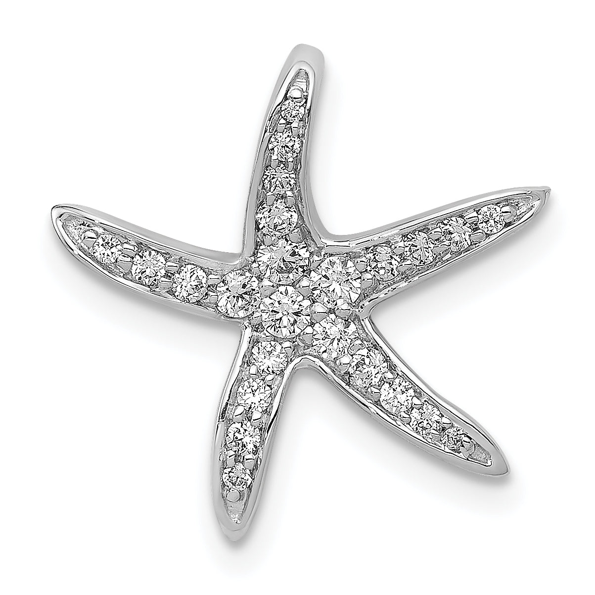 14k White Gold 1/4 carat Diamond Starfish Chain Slide Pendant