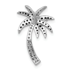 14k White Gold 1/4 carat White and Green Diamond Palm Tree Chain Slide