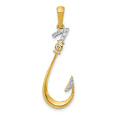 14k Diamond Fish Hook Pendant