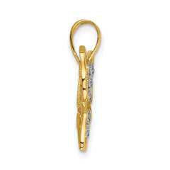 10k and Rhodium Diamond Butterfly Pendant