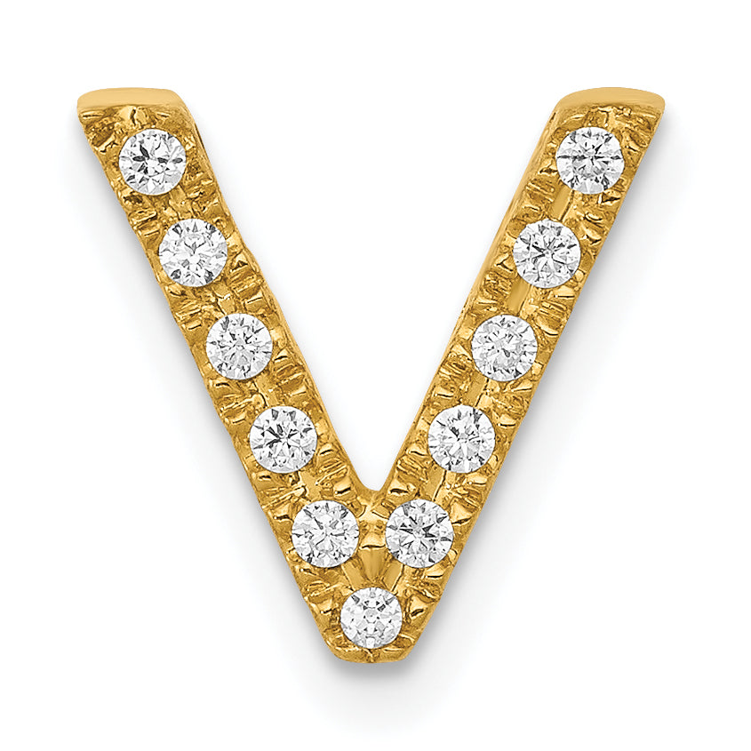 10K Diamond Letter V Initial Charm