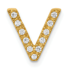 10K Diamond Letter V Initial Charm