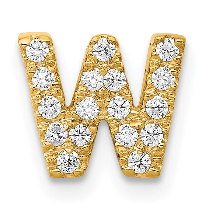 10K Diamond Letter W Initial Charm