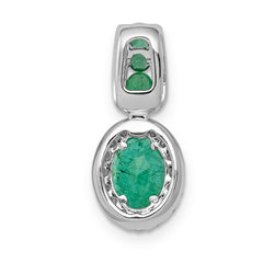 14k White Gold 1/5 carat Lab Grown Diamond VS/SI+ G+ and Lab Created Emerald Oval Halo Pendant