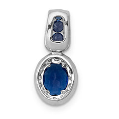 14k White Gold 1/5 carat Lab Grown Diamond VS/SI+ G+ and Lab Created Blue Sapphire Oval Halo Pendant