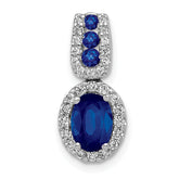 14k White Gold 1/5 carat Lab Grown Diamond VS/SI+ G+ and Lab Created Blue Sapphire Oval Halo Pendant