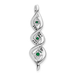 10k White Gold 1/15 carat Lab Grown Diamond VS/SI+ G+ and Lab Created Emerald Twist Chain Slide Pendant