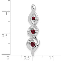 10k White Gold 1/15 carat Lab Grown Diamond VS/SI+ G+ and Lab Created Ruby Twist Chain Slide Pendant