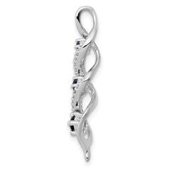 10k White Gold 1/15 carat Lab Grown Diamond VS/SI+ G+ and Lab Created Blue Sapphire Twist Chain Slide Pendant