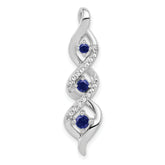 10k White Gold 1/15 carat Lab Grown Diamond VS/SI+ G+ and Lab Created Blue Sapphire Twist Chain Slide Pendant