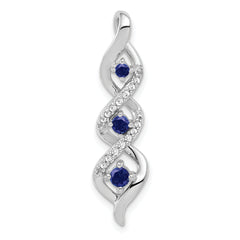 10k White Gold 1/15 carat Lab Grown Diamond VS/SI+ G+ and Lab Created Blue Sapphire Twist Chain Slide Pendant