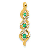 10k 3-stone Twisted Diamond and Emerald Chain Slide