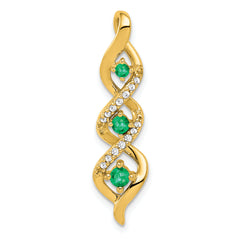10k 3-stone Twisted Diamond and Emerald Chain Slide