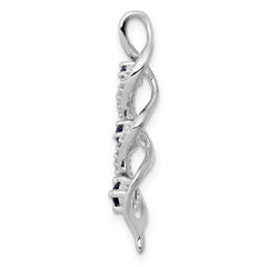 14k White Gold 1/15 carat Lab Grown Diamond VS/SI+ G+ and Lab Created Blue Sapphire Twist Chain Slide Pendant