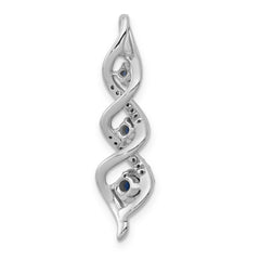 14k White Gold 1/15 carat Lab Grown Diamond VS/SI+ G+ and Lab Created Blue Sapphire Twist Chain Slide Pendant