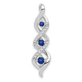 14k White Gold 1/15 carat Lab Grown Diamond VS/SI+ G+ and Lab Created Blue Sapphire Twist Chain Slide Pendant