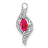 10k White Gold Diamond and Marquise .25 Ruby Pendant