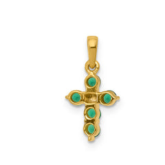 10K Emerald and Diamond Cross Pendant