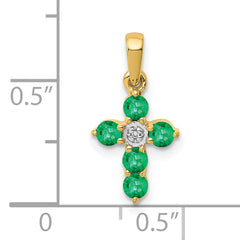 10K Emerald and Diamond Cross Pendant