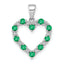 10k White Gold Diamond and Emerald Heart Pendant