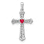 10K White Gold Ruby and Diamond Heart Cross Pendant