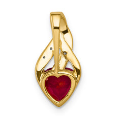 10k Diamond and Created Ruby Polished Heart Pendant