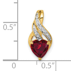 10k Diamond and Created Ruby Polished Heart Pendant