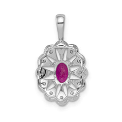 14k White Gold 1/6 carat Lab Grown Diamond VS/SI+ G+ and Lab Created Ruby Pendant