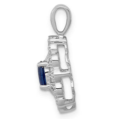 14k White Gold 1/6 carat Lab Grown Diamond VS/SI+ G+ and Lab Created Blue Sapphire Pendant
