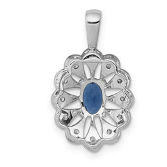 14k White Gold 1/6 carat Lab Grown Diamond VS/SI+ G+ and Lab Created Blue Sapphire Pendant