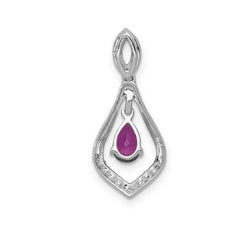 14k White Gold 1/10 carat Lab Grown Diamond VS/SI+ G+ and Lab Created Ruby Dangle Pendant