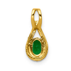 14k 1/10 carat Lab Grown Diamond VS/SI+ G+ and Lab Created Emerald Pendant