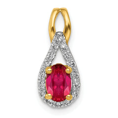 14k 1/10 carat Lab Grown Diamond VS/SI+ G+ and Lab Created Ruby Pendant