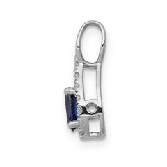 14k White Gold 1/10 carat Lab Grown Diamond VS/SI and Lab Created Blue Sapphire Pendant
