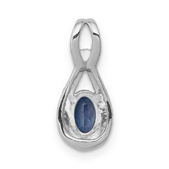 14k White Gold 1/10 carat Lab Grown Diamond VS/SI and Lab Created Blue Sapphire Pendant