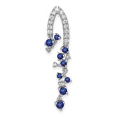 14k White Gold 1/5 carat Lab Grown Diamond VS/SI+ G+ and Lab Created Blue Sapphire Slide Pendant