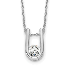 14k White Gold 1/3 carat Lab Grown Diamond VS/SI+ G+ Round Complete 18 inch U-Shape Necklace