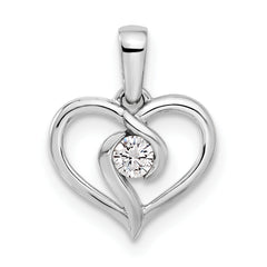 14k White Gold 1/10 carat Lab Grown Diamond VS/SI+ G+ Complete Heart Pendant