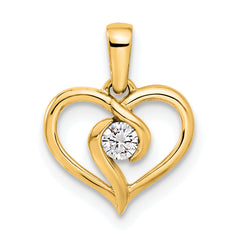 14k 1/10 carat Lab Grown Diamond VS/SI+ G+ Complete Heart Pendant