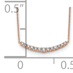 14k Rose Gold 1/2 carat Lab Grown Diamond VS+ F+ Complet 18 inch Fashion Bar Necklace