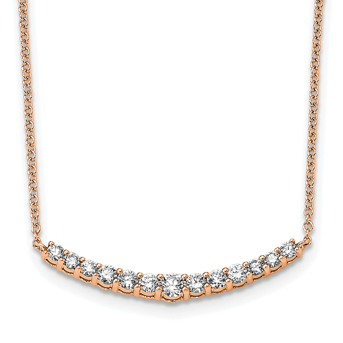 14k Rose Gold 1/2 carat Lab Grown Diamond VS+ F+ Complet 18 inch Fashion Bar Necklace