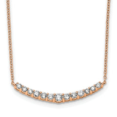 14k Rose Gold 1/2 carat Lab Grown Diamond VS+ F+ Complet 18 inch Fashion Bar Necklace