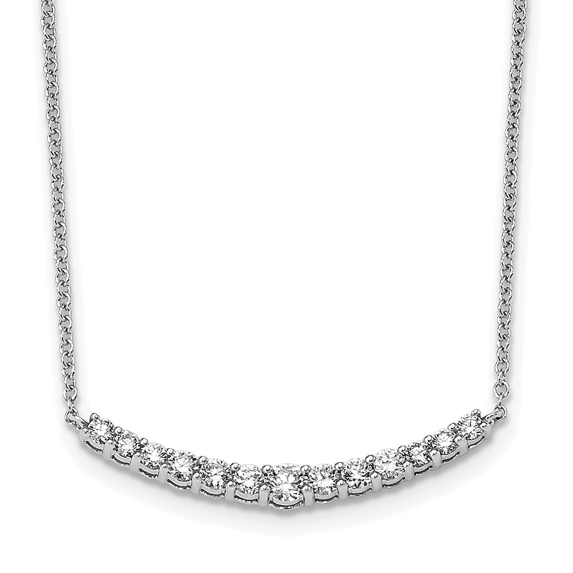 14k White Gold 1/2 carat Lab Grown Diamond VS+ F+ Complet 18 inch Fashion Bar Necklace