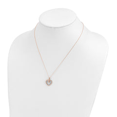 14k Two-Tone White and Rose Gold 1/10 carat Lab Grown Diamond VS/SI+ G+ Complete 18 inch Heart Pendant Necklace
