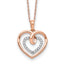 14k Two-Tone White and Rose Gold 1/10 carat Lab Grown Diamond VS/SI+ G+ Complete 18 inch Heart Pendant Necklace