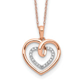 14k Two-Tone White and Rose Gold 1/10 carat Lab Grown Diamond VS/SI+ G+ Complete 18 inch Heart Pendant Necklace