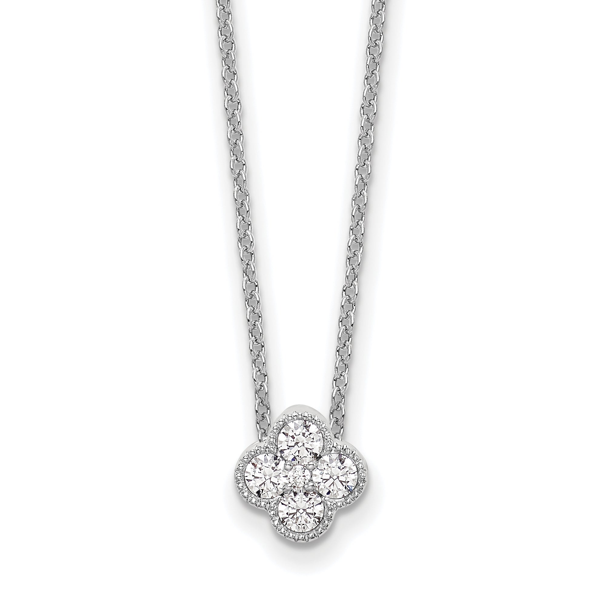 14k White Gold 1/4 carat Lab Grown Diamond VS/SI+ G+ Complete 18 inch Bloom Pendant Necklace