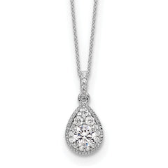 10k White Gold 1/2 carat Lab Grown Diamond VS/SI+ G+ Complete 18 inch Teardrop Pendant Necklace