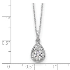 14k White Gold 1/2 carat Lab Grown Diamond VS/SI+ G+ Complete 18 inch Teardrop Pendant Necklace