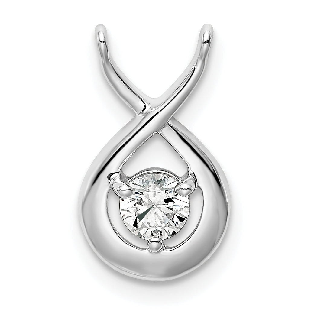 14k White Gold 1/5 carat Lab Grown Diamond VS/SI+ G+ Complete Teardrop Chain Slide Pendant